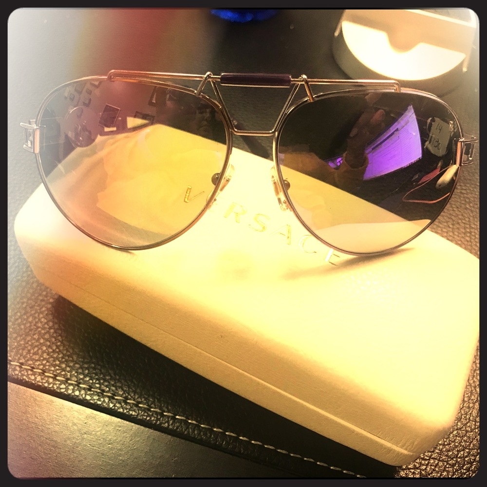 Versace Shot Violet Silver Medusa Aviators